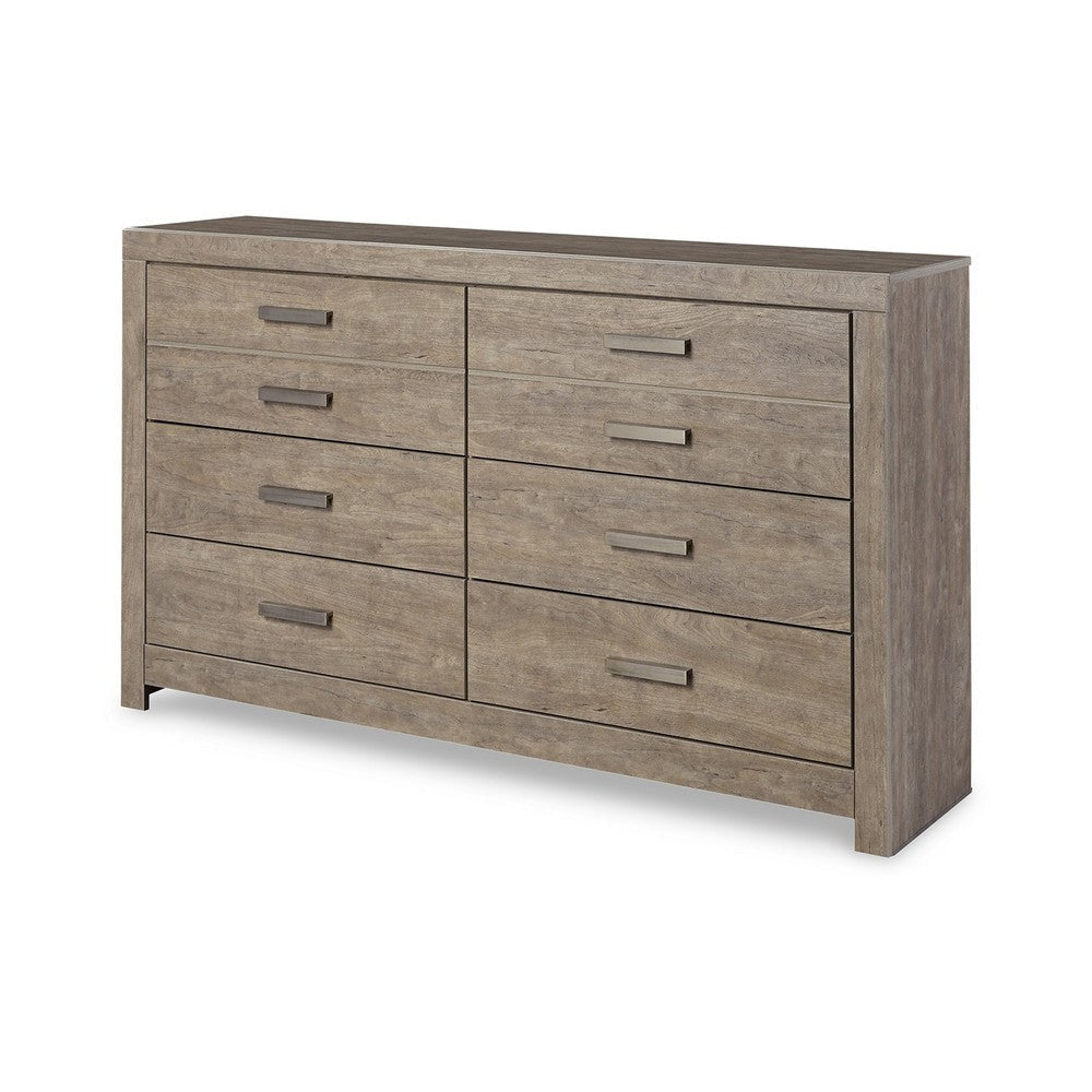 Ashley Kulv 62’’ Wide Dresser | 6 Storage Drawers | Modern Taupe Gray Laminate BM332804
