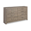 Ashley Kulv 62" Wide Dresser | 6 Storage Drawers | Modern Taupe Gray Laminate