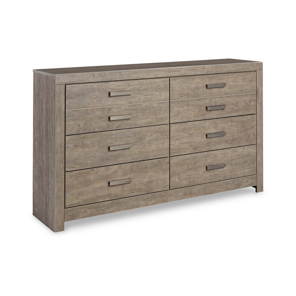 Ashley Kulv 62" Wide Dresser | 6 Storage Drawers | Modern Taupe Gray Laminate