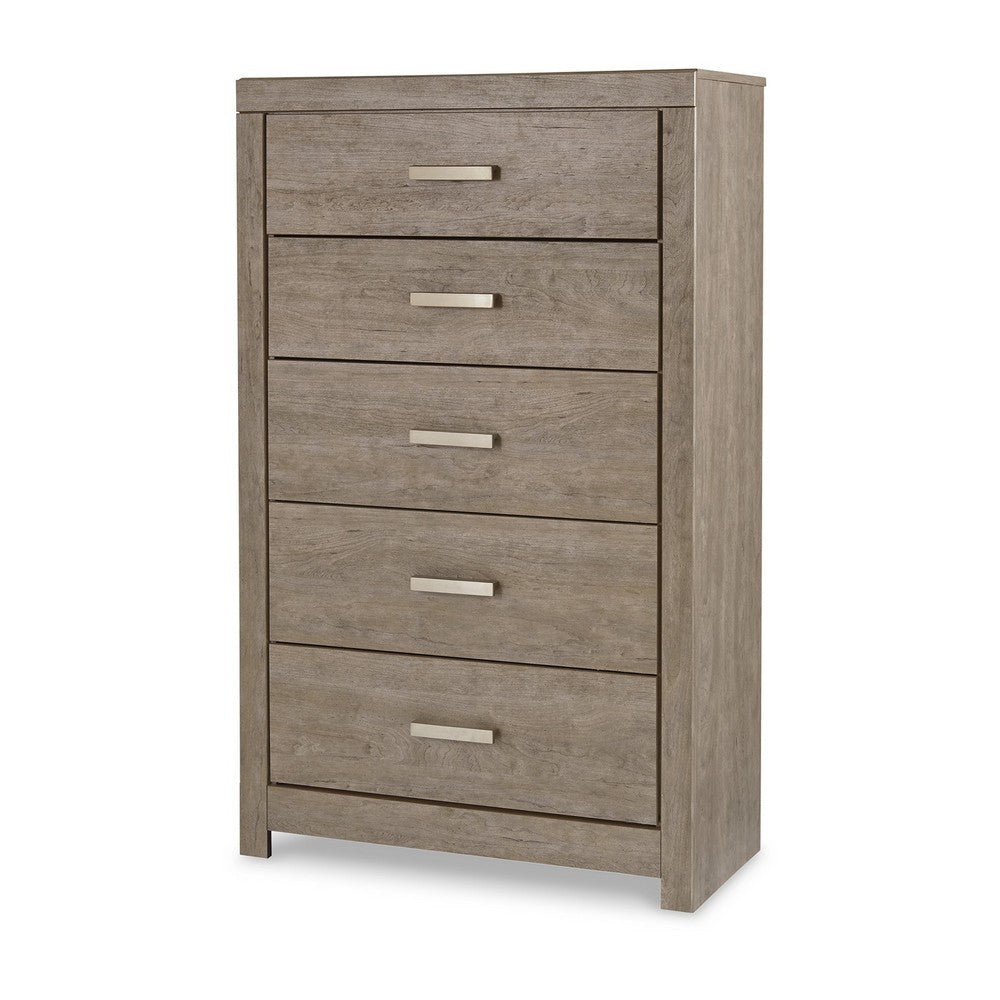 Ashley Kulv Tall Dresser Chest | 5 Drawers | Modern Taupe Gray Laminate BM332805