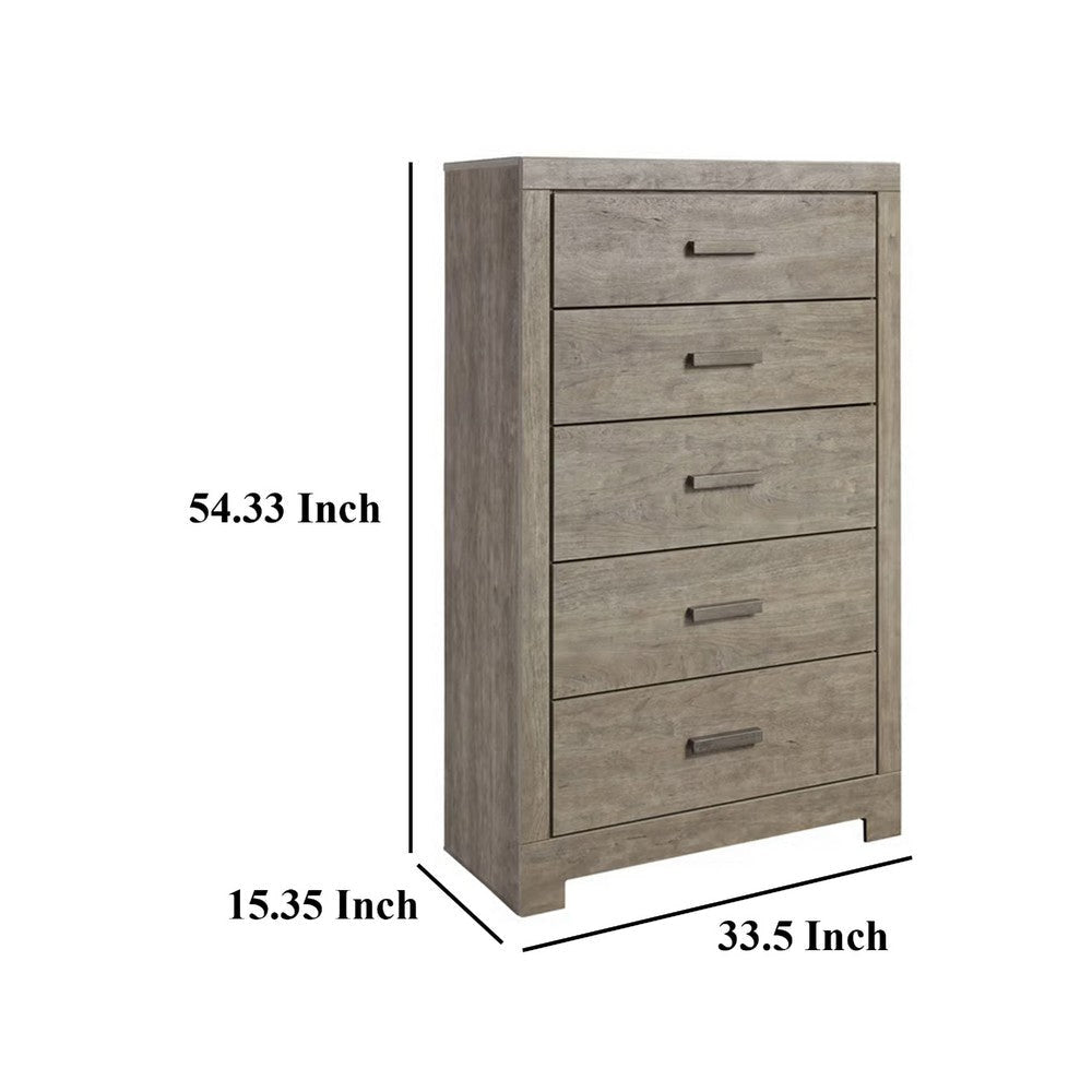 Ashley Kulv Tall Dresser Chest | 5 Drawers | Modern Taupe Gray Laminate BM332805
