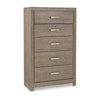 Ashley Kulv Tall Dresser Chest | 5 Drawers | Modern Taupe Gray Laminate