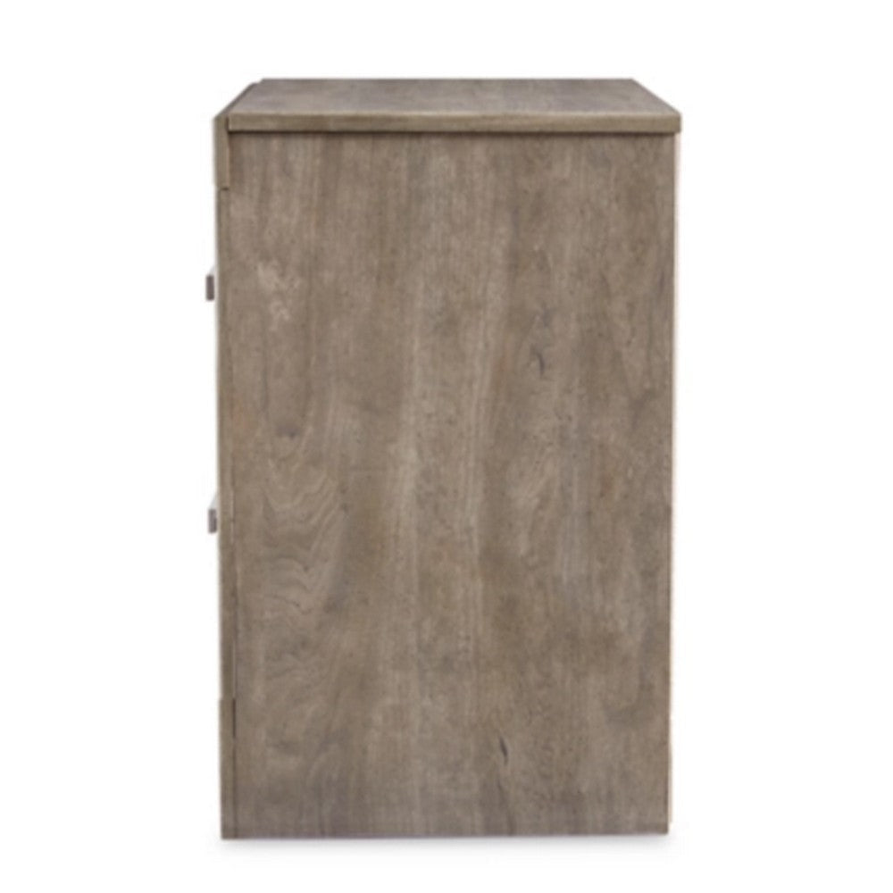 Ashley Kulv Nightstand | 2 Storage Drawers | 24’’ Modern Taupe Gray Laminate BM332806
