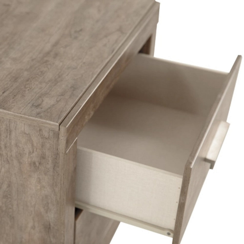 Ashley Kulv Nightstand | 2 Storage Drawers | 24’’ Modern Taupe Gray Laminate BM332806