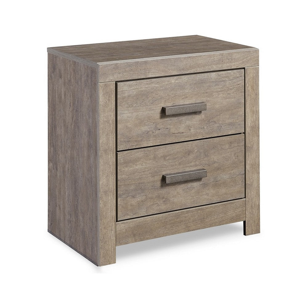 Ashley Kulv Nightstand | 2 Storage Drawers | 24" Modern Taupe Gray Laminate