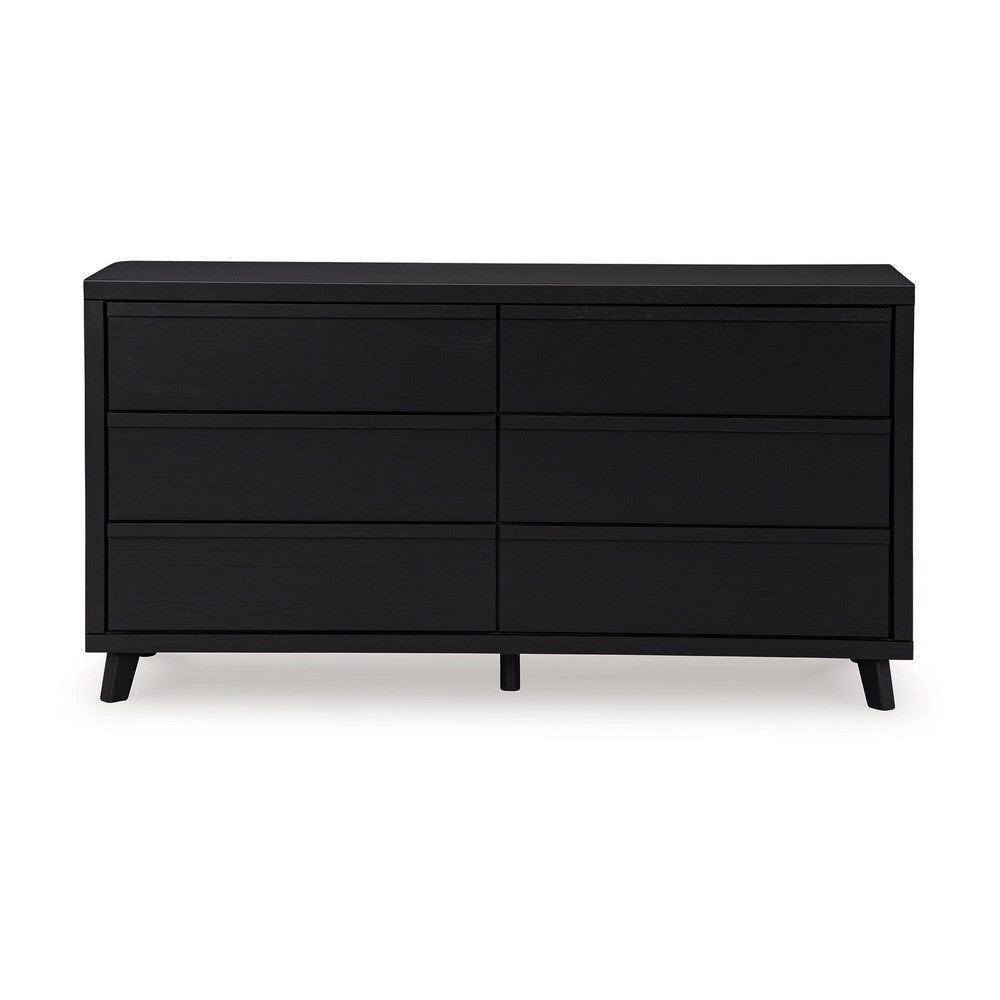 Ashley Danzi 62’’ Wide Dresser | 6 Storage Drawer Modern Black Laminate Finish BM332807