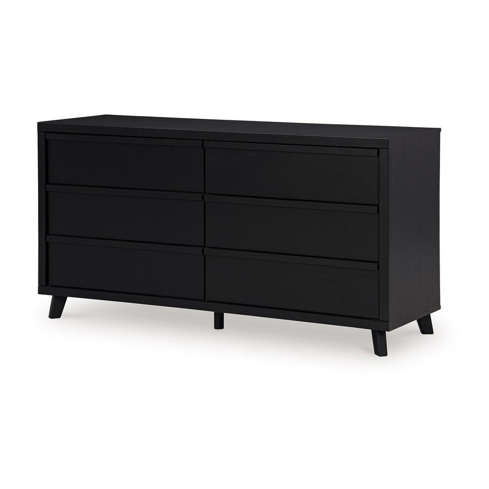 Ashley Danzi 62’’ Wide Dresser | 6 Storage Drawer Modern Black Laminate Finish BM332807