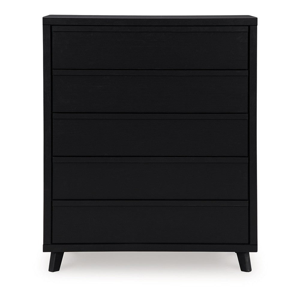 Ashley Danzi Tall Dresser Chest | 5 Storage Drawers | Modern Black Laminate BM332808