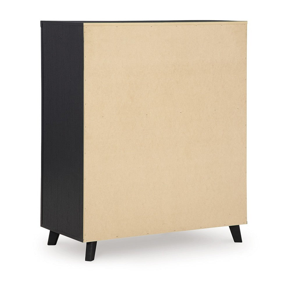 Ashley Danzi Tall Dresser Chest | 5 Storage Drawers | Modern Black Laminate BM332808