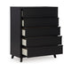 Ashley Danzi Tall Dresser Chest | 5 Storage Drawers | Modern Black Laminate BM332808