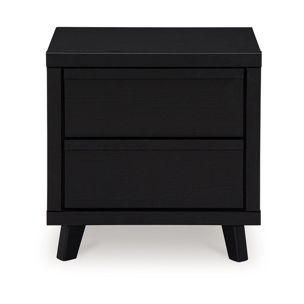 Ashley Danzi Nightstand | 2 Storage Drawers | 22’’ | Modern Black Laminate BM332809