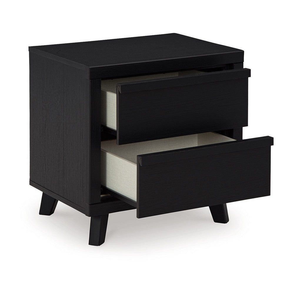 Ashley Danzi Nightstand | 2 Storage Drawers | 22’’ | Modern Black Laminate BM332809