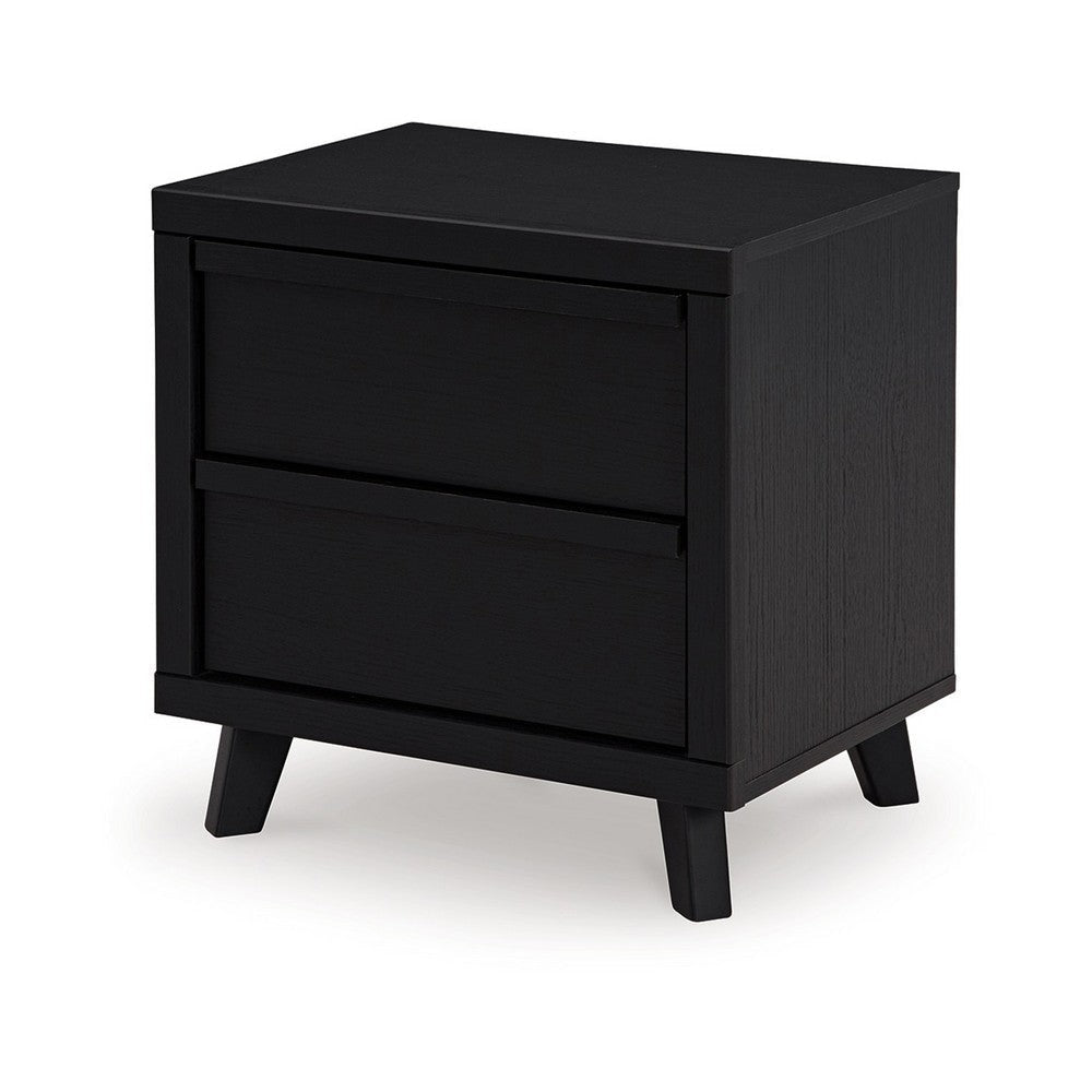 Ashley Danzi Nightstand | 2 Storage Drawers | 22’’ | Modern Black Laminate BM332809