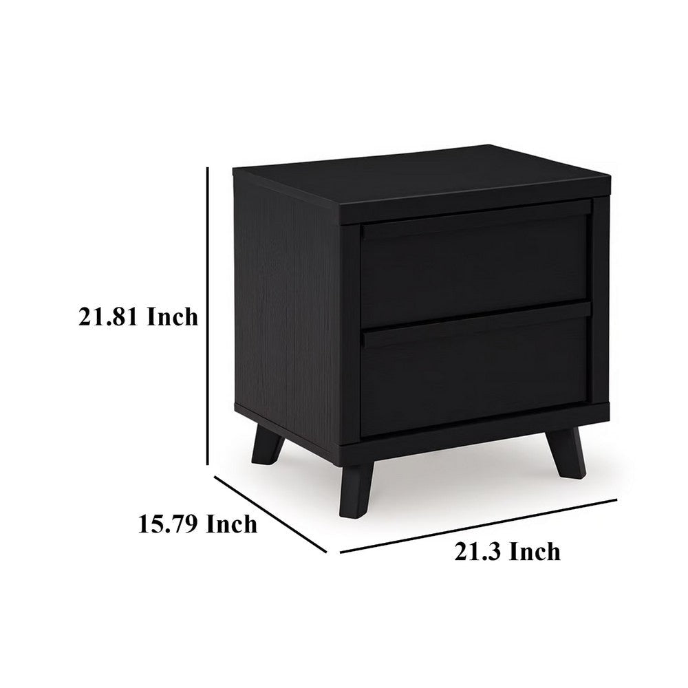 Ashley Danzi Nightstand | 2 Storage Drawers | 22’’ | Modern Black Laminate BM332809