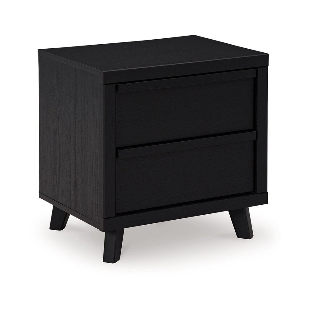 Ashley Danzi Nightstand | 2 Storage Drawers | 22" | Modern Black Laminate