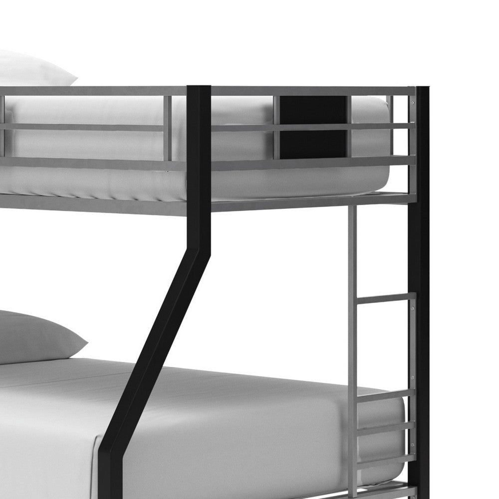 Ashley Pala Twin Over Full Bunk Bed | Guard Rails | Black Gray Metal Frame BM332813