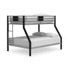 Ashley Pala Twin Over Full Bunk Bed | Guard Rails | Black Gray Metal Frame