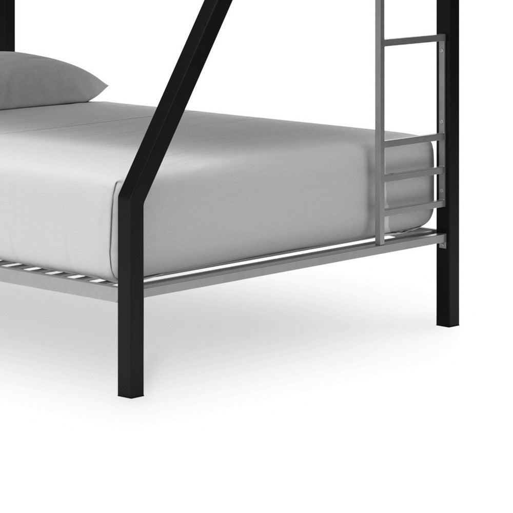 Ashley Pala Twin Over Full Bunk Bed | Guard Rails | Black Gray Metal Frame BM332813