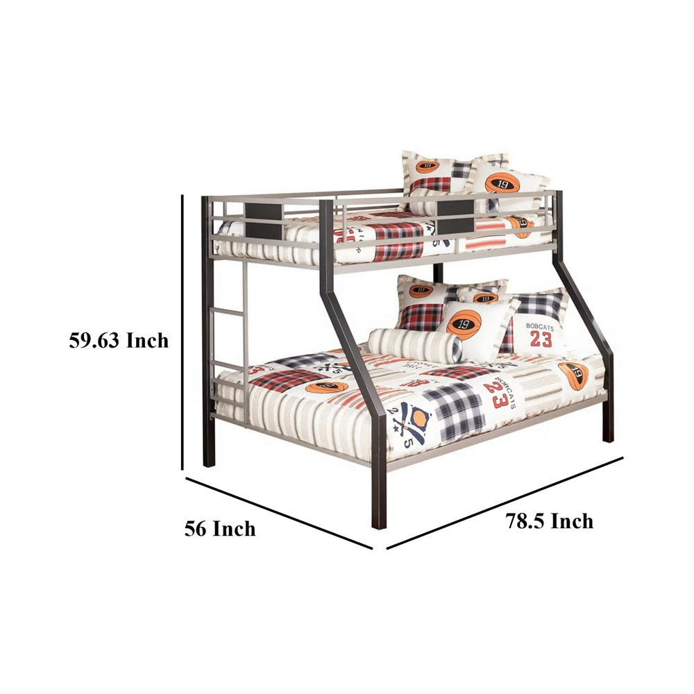 Ashley Pala Twin Over Full Bunk Bed | Guard Rails | Black Gray Metal Frame BM332813