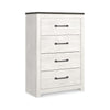 Ashley Hara Tall Dresser Chest | 4 Drawers Metal Handles Farmhouse White Gray