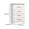 Ashley Hara Tall Dresser Chest | 4 Drawers Metal Handles Farmhouse White Gray BM332818