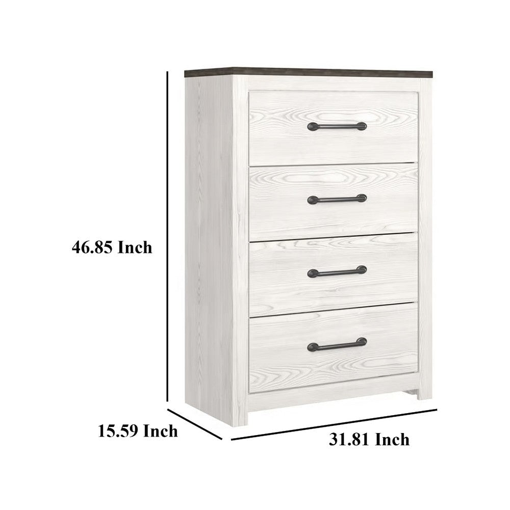 Ashley Hara Tall Dresser Chest | 4 Drawers Metal Handles Farmhouse White Gray BM332818