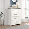 Ashley Hara Tall Dresser Chest | 4 Drawers Metal Handles Farmhouse White Gray