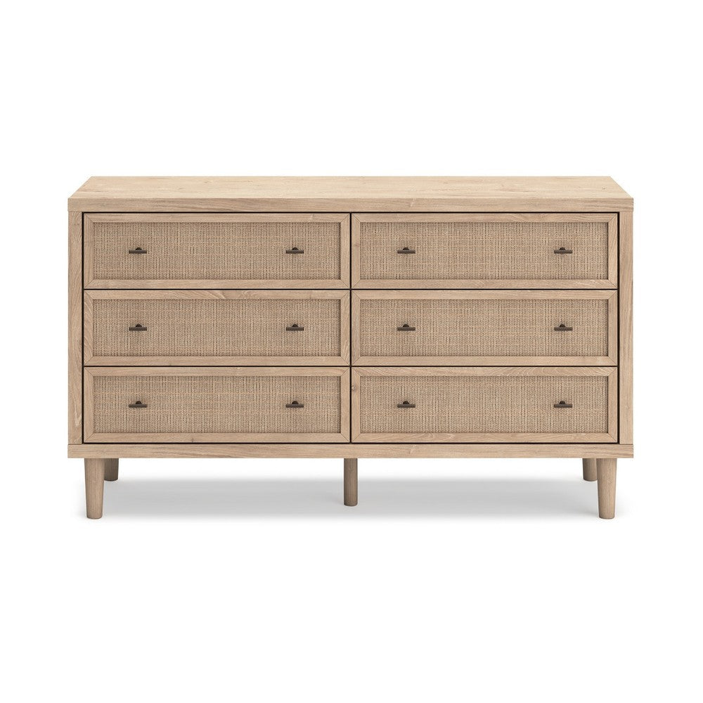 Ashley Ciel Wide Dresser | 6 Drawers with Metal Knob Handles | Brown | Bronze BM332821