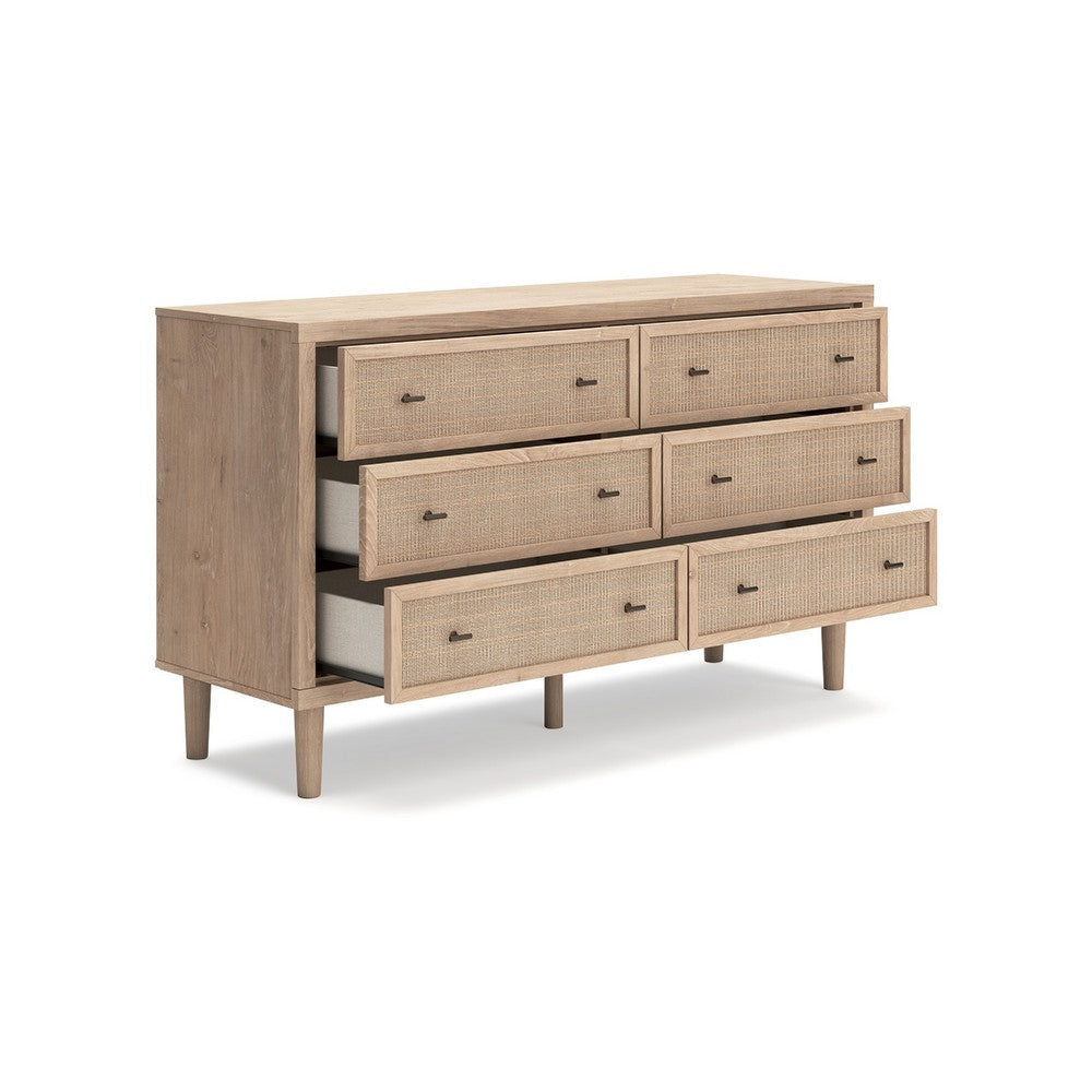 Ashley Ciel Wide Dresser | 6 Drawers with Metal Knob Handles | Brown | Bronze BM332821