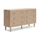 Ashley Ciel Wide Dresser | 6 Drawers with Metal Knob Handles | Brown | Bronze