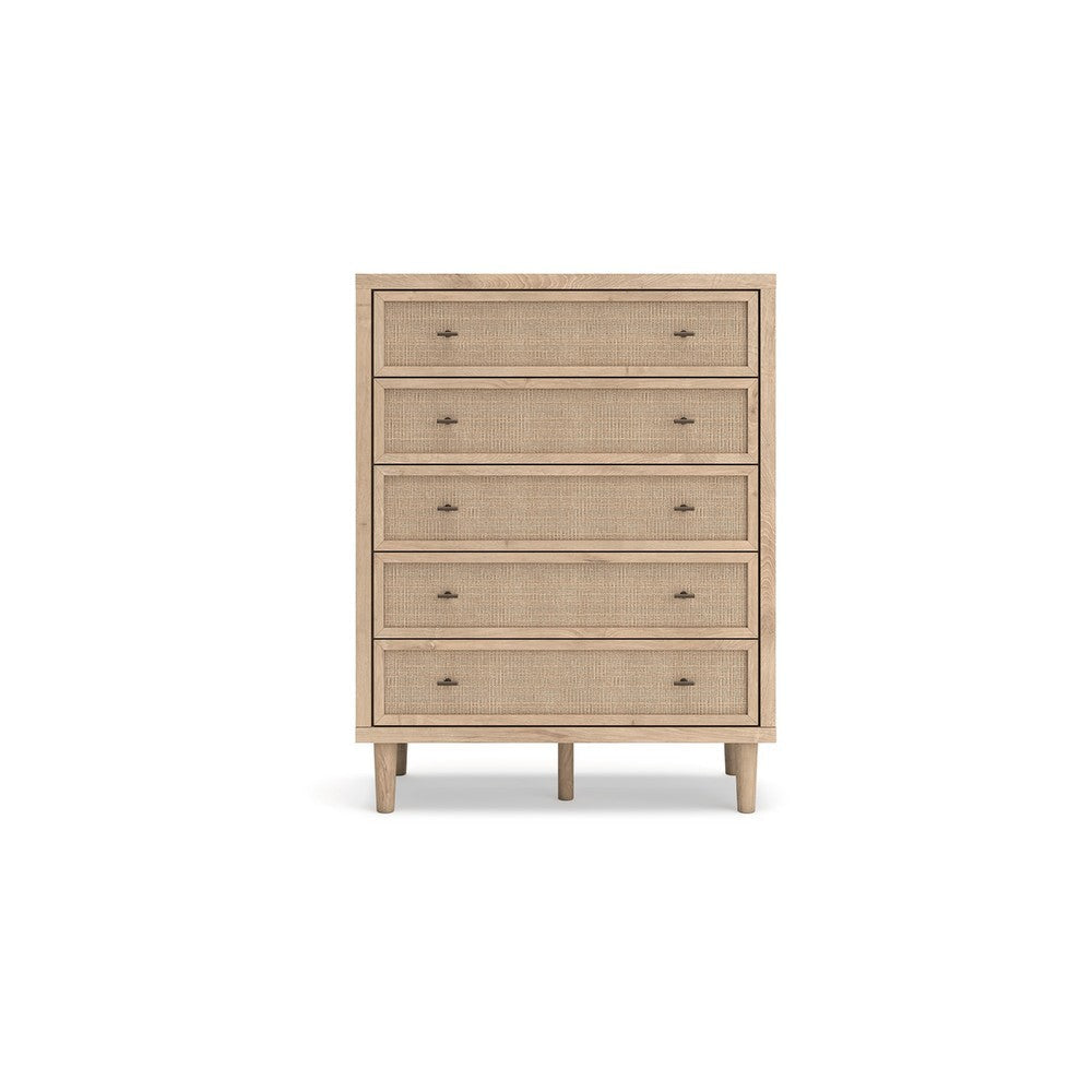 Ashley Ciel Tall Dresser Chest | 5 Drawers w Metal Handles | Brown and Bronze BM332822
