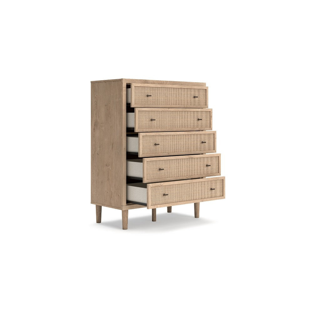Ashley Ciel Tall Dresser Chest | 5 Drawers w Metal Handles | Brown and Bronze BM332822