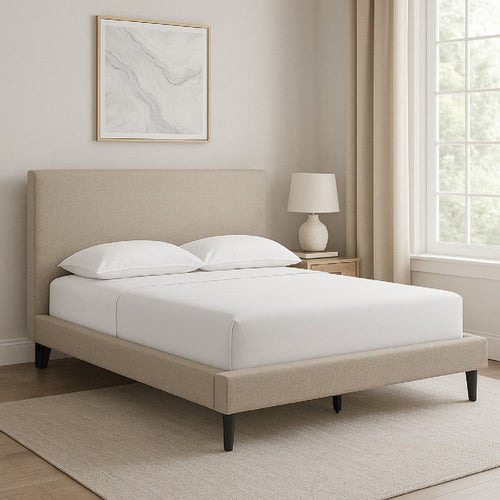Ashley Ciel Low Profile Full Size Bed | Gray Polyester Upholstered Headboard