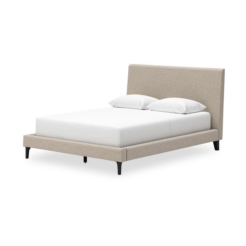 Ashley Ciel Low Profile Queen Bed | Gray Polyester Upholstered Headboard