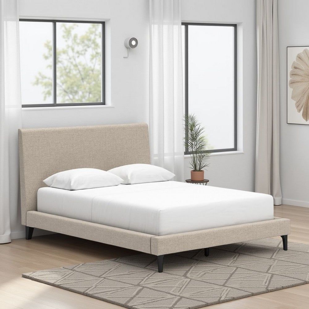 Ashley Ciel Low Profile Queen Bed | Gray Polyester Upholstered Headboard