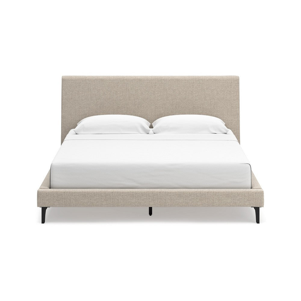 Ashley Ciel Low Profile King Size Bed | Gray Polyester Upholstered Headboard BM332825