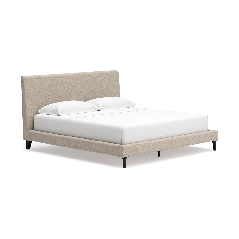 Ashley Ciel Low Profile King Size Bed | Gray Polyester Upholstered Headboard