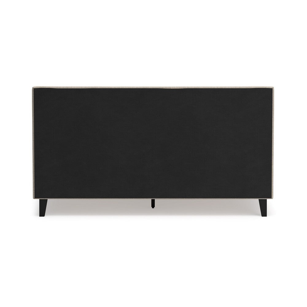 Ashley Ciel Low Profile King Size Bed | Gray Polyester Upholstered Headboard BM332825