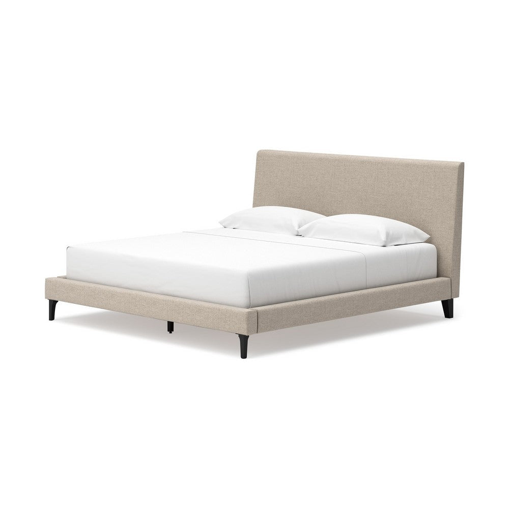 Ashley Ciel Low Profile King Size Bed | Gray Polyester Upholstered Headboard BM332825