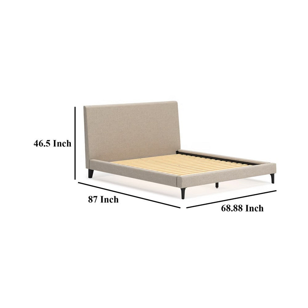 Ashley Ciel Low Profile King Size Bed | Gray Polyester Upholstered Headboard BM332825