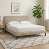 Ashley Ciel Low Profile King Size Bed | Gray Polyester Upholstered Headboard