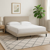 Ashley Ciel Low Profile King Size Bed | Gray Polyester Upholstered Headboard