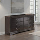 Ashley Yara Wide Dresser | Classic Black Finish | 6 Drawers | Pewter Handles