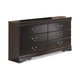 Ashley Yara Wide Dresser | Classic Black Finish | 6 Drawers | Pewter Handles