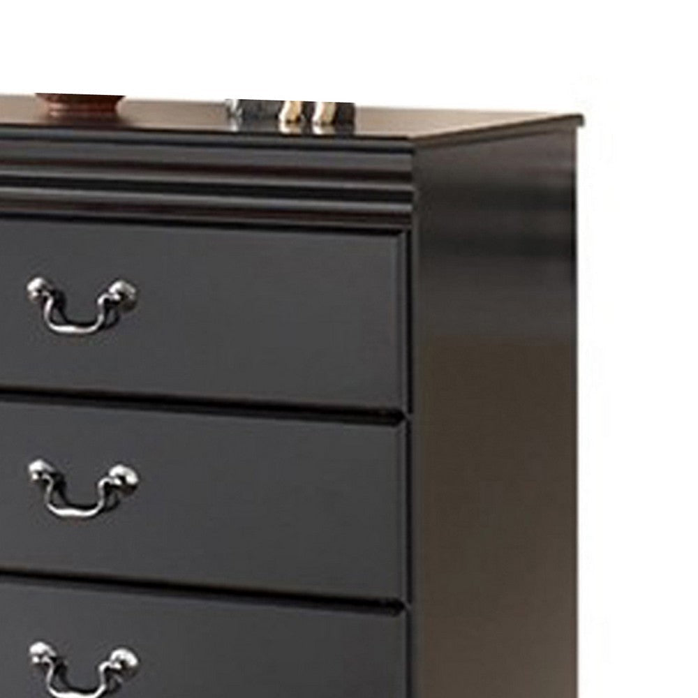 Ashley Yara Tall Dresser Chest | Classic Black | 5 Drawers Pewter Handles BM332828