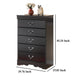 Ashley Yara Tall Dresser Chest | Classic Black | 5 Drawers Pewter Handles BM332828