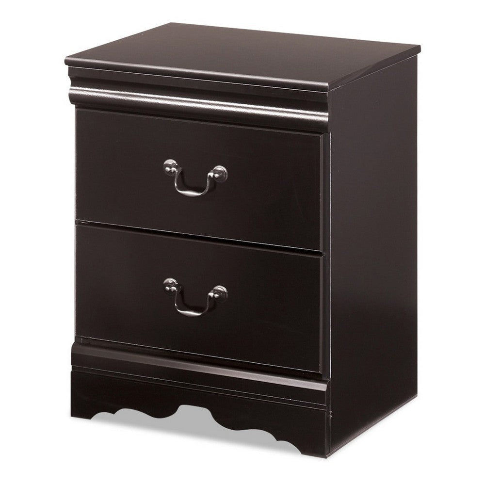 Ashley Yara Nightstand | Classic Black | 25’’ | 2 Drawers | Pewter Handles BM332829