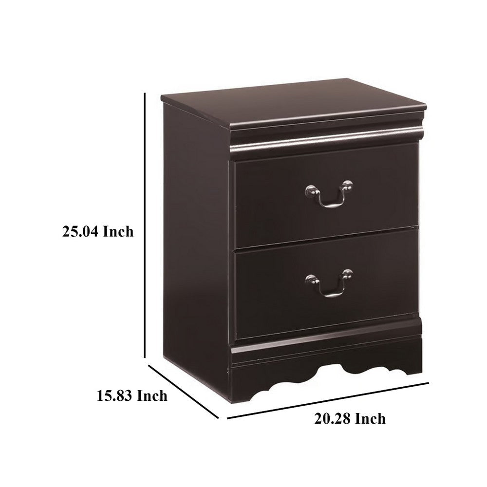 Ashley Yara Nightstand | Classic Black | 25’’ | 2 Drawers | Pewter Handles BM332829