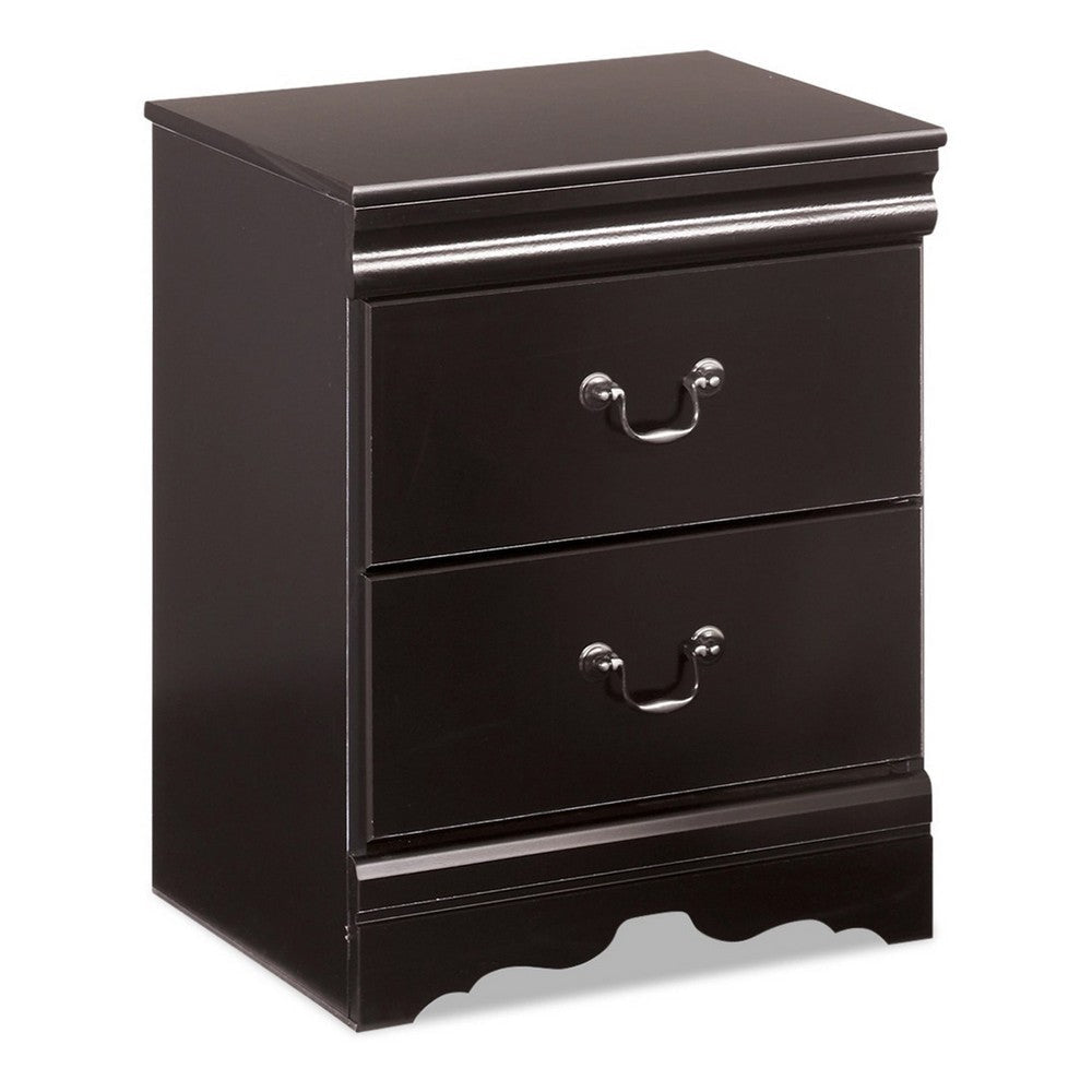Ashley Yara Nightstand | Classic Black | 25" | 2 Drawers | Pewter Handles