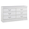 Ashley Roso Wide Dresser | Classic White | 6 Drawers w Pewter Metal Handles BM332830